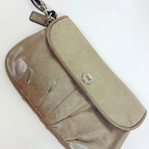Coach Clutch Wristlet 9inch Shimmery Leather Bag